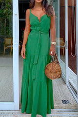 Sleeveless Lace-up V-neck Dress Sai Feel