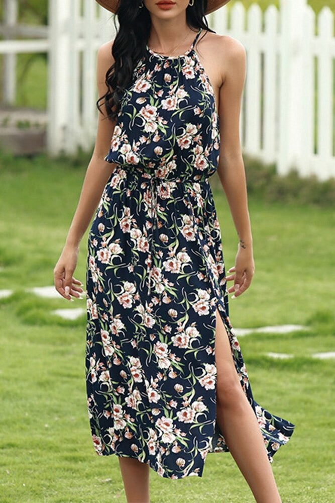 Sleeveless Mid-Calf Patchwork Pullover Women's Dress Sai Feel