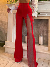 Slim Mesh Patchwork Flare Leg Trousers Sai Feel