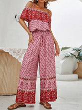 Sling Off Shoulder Print Wide Leg Jumpsuit Sai Feel