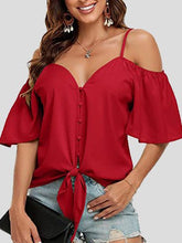 Sling Single Breasted Knotted Off Shoulder Blouse Sai Feel