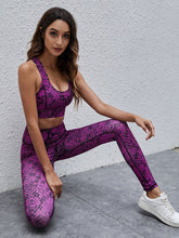 Snakeskin Print Cut Out Back Sports Bra & Leggings Sai Feel