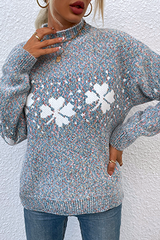 Snowflakes Basic Half A Turtleneck Tops Sai Feel