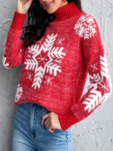 Snowflakes Pattern Drop Shoulder Sweater Sai Feel