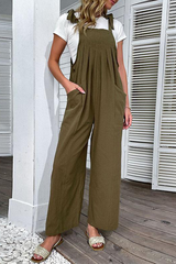 Solid Bandage Spaghetti Strap Straight Jumpsuits Sai Feel