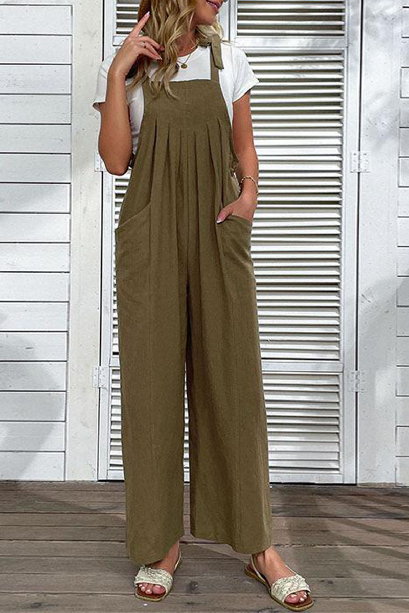 Solid Bandage Spaghetti Strap Straight Jumpsuits Sai Feel
