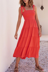 Solid Bandage Square Collar Cake Skirt Dresses(3 colors) Sai Feel