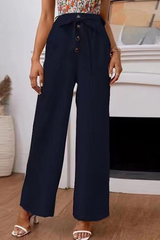 Solid Bandage Straight High Waist Wide Leg Solid Color Bottoms(5 colors) Sai Feel