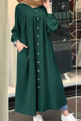 Solid Buckle Mandarin Collar Shirt Dresses(5 colors) Sai Feel