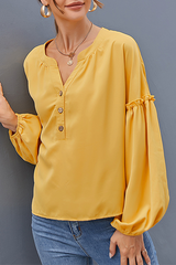 Solid Buckle Stringy Selvedge V Neck Tops Sai Feel