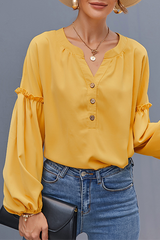 Solid Buckle Stringy Selvedge V Neck Tops Sai Feel