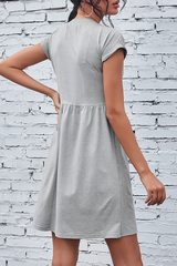 Solid Buckle V Neck A Line Dresses Sai Feel