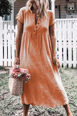 Solid Buckle V Neck Straight Dresses(6 Colors) Sai Feel