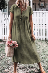 Solid Buckle V Neck Straight Dresses(6 Colors) Sai Feel