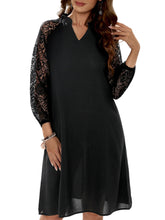 Solid Color Lace Sleeve V Neck Midi Dress Sai Feel