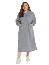 Solid Color Long Sleeve Hoodie Dress Sai Feel