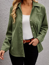 Solid Corduroy Button Front Overshirt Coat Sai Feel