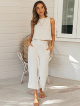 Solid Crop Tank Top & Pants Set Sai Feel