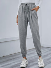 Solid Drawstring Waist Slant Pocket Sweatpants Sai Feel