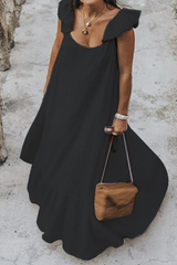 Solid Flounce Spaghetti Strap Cake Skirt Dresses Sai Feel