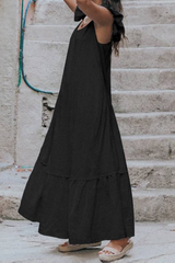 Solid Flounce Spaghetti Strap Cake Skirt Dresses Sai Feel