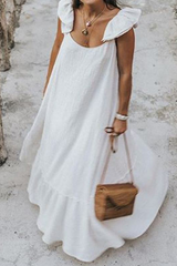 Solid Flounce Spaghetti Strap Cake Skirt Dresses Sai Feel