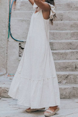 Solid Flounce Spaghetti Strap Cake Skirt Dresses Sai Feel