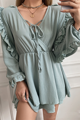 Solid Frenulum Stringy Selvedge V Neck Jumpsuits Sai Feel