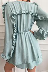 Solid Frenulum Stringy Selvedge V Neck Jumpsuits Sai Feel