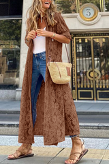 Solid Lace Cardigan Collar Outerwear Sai Feel