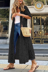 Solid Lace Cardigan Collar Outerwear Sai Feel