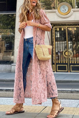 Solid Lace Cardigan Collar Outerwear Sai Feel