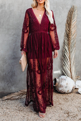 Solid Lace V Neck Lace Dresses(3 colors) Sai Feel