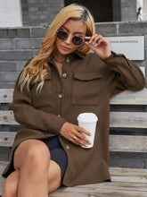 Solid Lapel Collar Tweed Coat Sai Feel