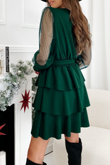 Solid Mesh V Neck Cake Skirt Dresses(3 colors) Sai Feel