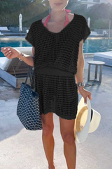 Solid Mesh V Neck Waist Skirt Dresses(5 colors) Sai Feel