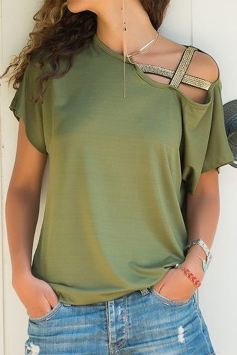 Solid Oblique Collar T-Shirts(7 Colors) Sai Feel