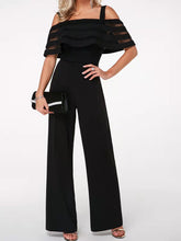 Solid One Shoulder Mesh Sling Jumpsuit Sai Feel