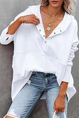 Solid Pocket Buckle Hooded Collar Tops Sai Feel