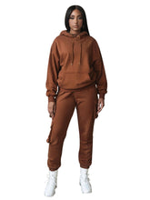 Solid Pocket Hoodie & Sweatpants Set Sai Feel
