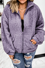 Solid Pocket Zipper Zipper Collar Outerwear Sai Feel