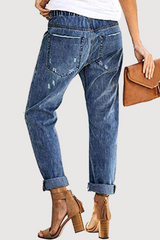 Solid Ripped Capris Straight Solid Color Bottoms Sai Feel