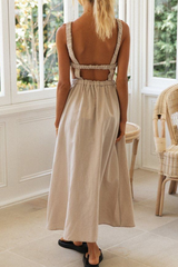 Solid Split Joint Backless O Neck A Line Dresses Sai Feel