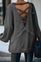 Solid Split Joint Backless O Neck Tops Sai Feel