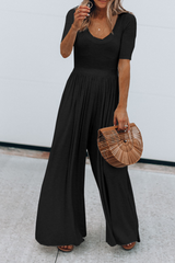 Solid Split Joint Basic U Neck Jumpsuits Sai Feel