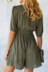 Solid Split Joint Buckle O Neck Jumpsuits Sai Feel