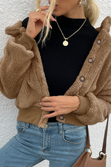 Solid Split Joint Buckle Turndown Collar Outerwear Sai Feel