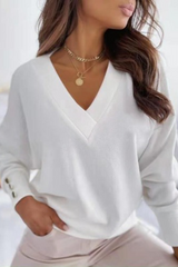 Solid Split Joint Buckle V Neck Tops(4 colors) Sai Feel