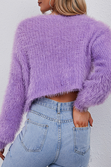 Solid Split Joint Buttons V Neck Outerwear Sai Feel