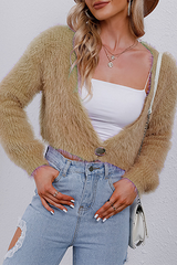 Solid Split Joint Buttons V Neck Outerwear Sai Feel